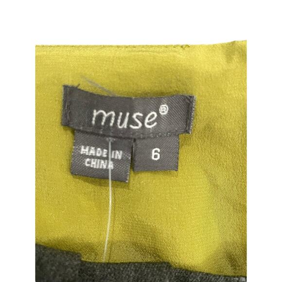 Muse Women's Sheath Dress‎ Size 6 Gray Green Silk Eyelets Career Sophisticated - Picture 9 of 9